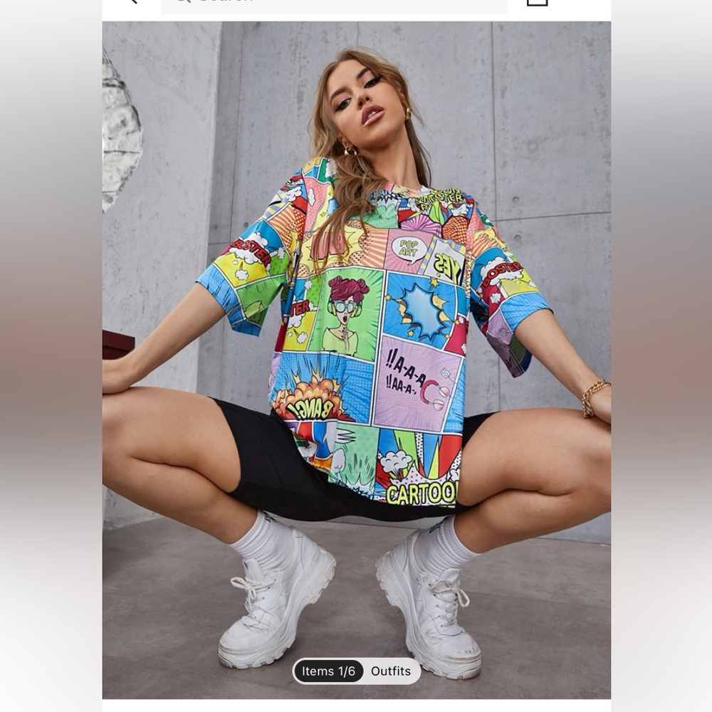 💥 SHEIN, Pop Art Print Tee, Large 💥